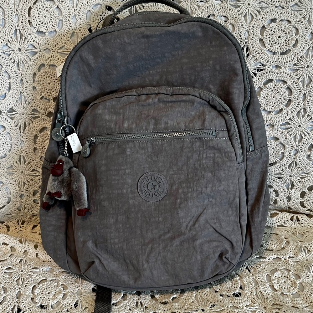 Kipling cool grey Seoul backpack brand new with tags